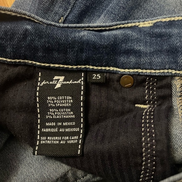 7 for All Mankind Josefina Blue Ripped Skinny Boyfriend Jeans Size 25 - Picture 4 of 6